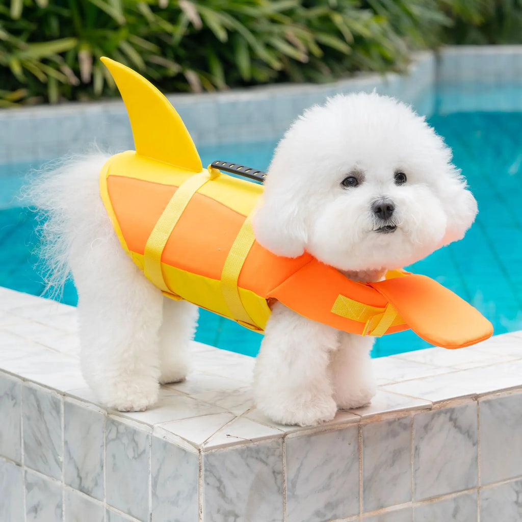 犬用ライフジャケット ペット スイムベスト 調節可能 プール サーフィン ドリフト用 犬服 尻尾付き ライフレスキューベスト