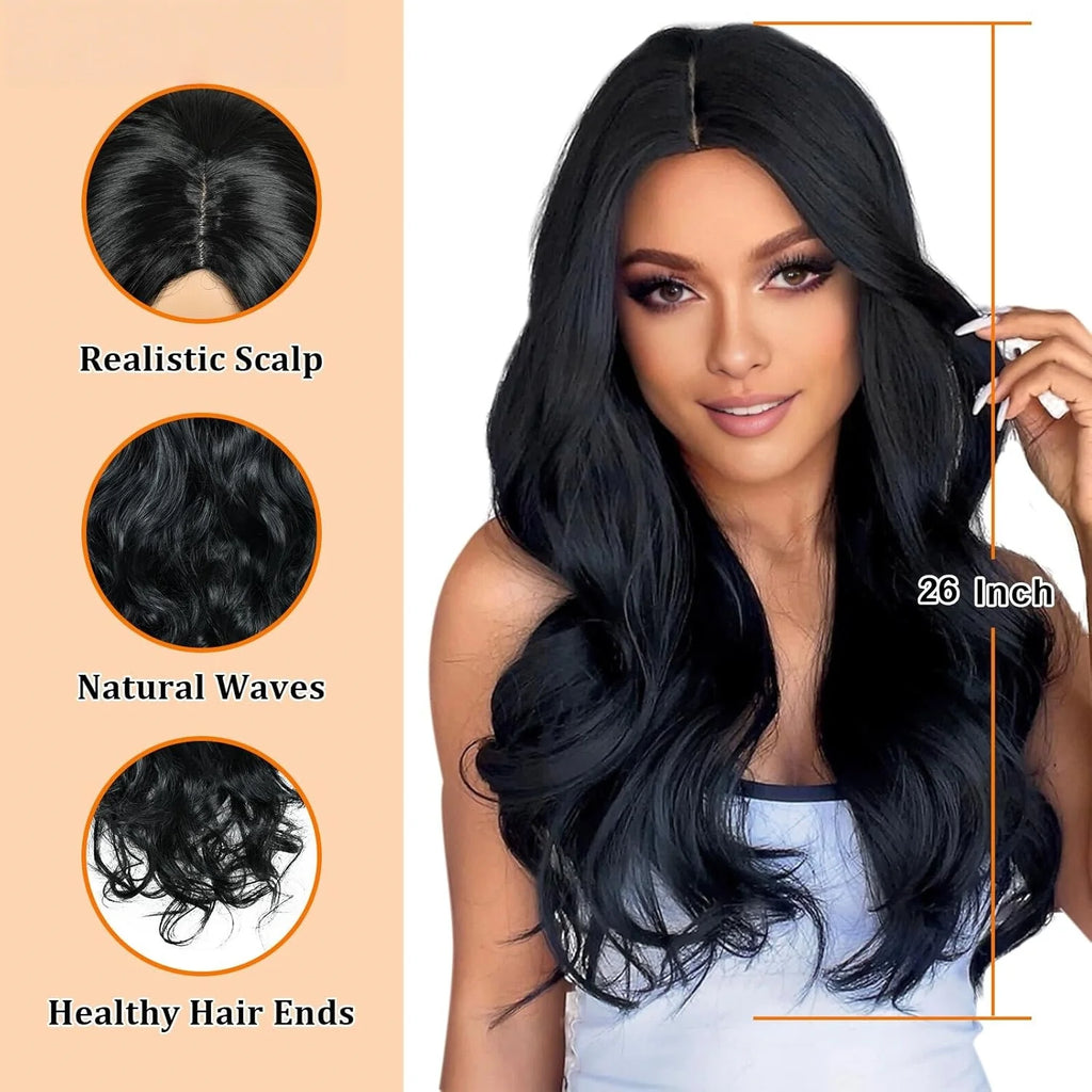 Fashion Big Wave Curly Wig 24 Inch, Heat Friendly Synthetic, Adjustable 21-23in Cap, Perfect for Outfit Matching