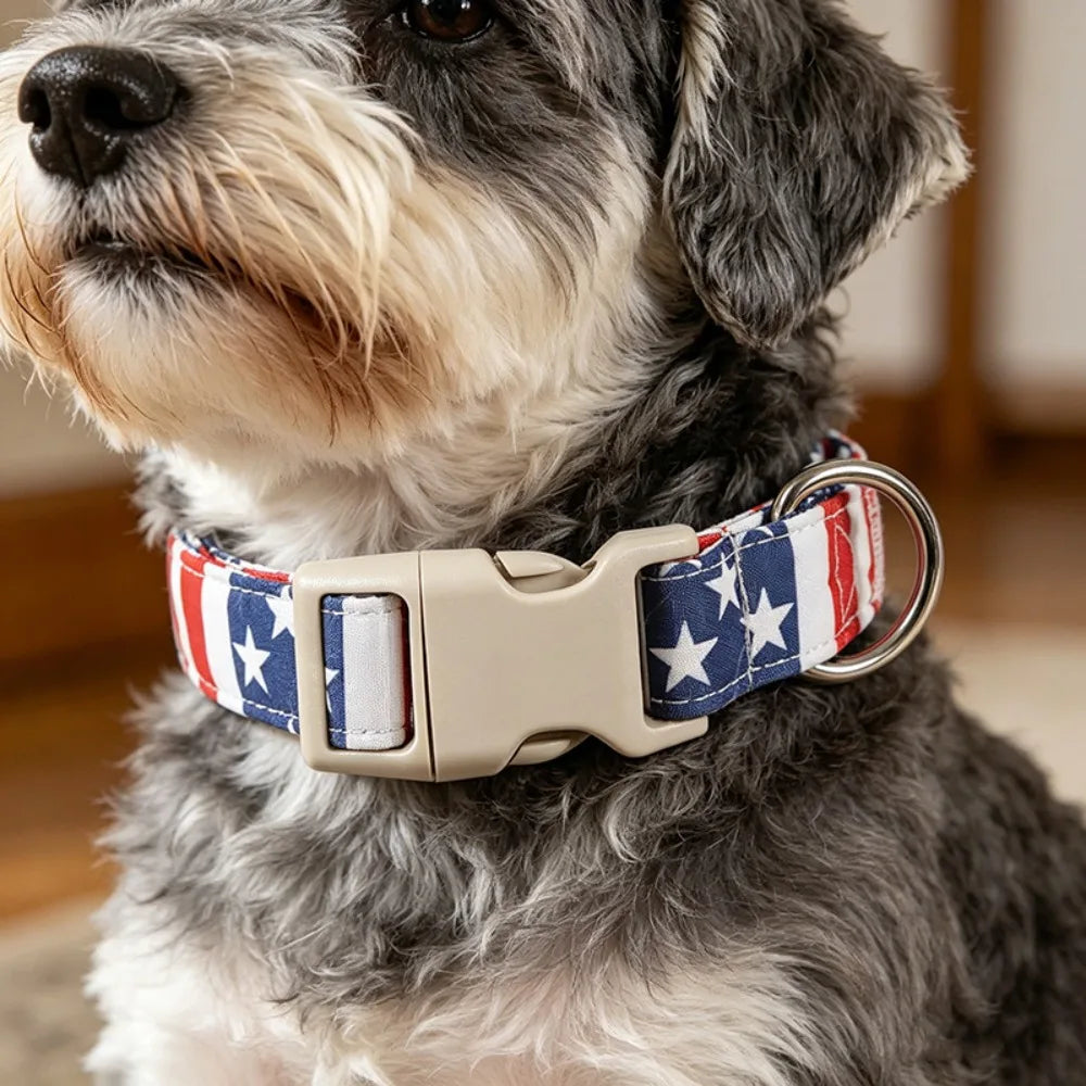Popular American flag pet collar, adjustable buckle dog collar, cat neck ring in stock