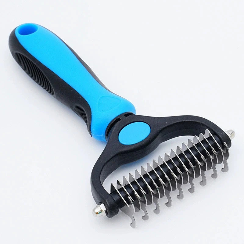 Pet Grooming Rake - Double-Sided Deshedding Dematting Tool, Undercoat Rake for Dogs & Cats, Extra-Wide Dog Groomi