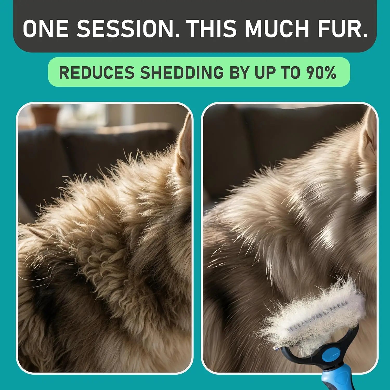 Pet Grooming Rake - Double-Sided Deshedding Dematting Tool, Undercoat Rake for Dogs & Cats, Extra-Wide Dog Groomi