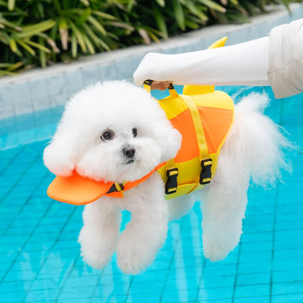 犬用ライフジャケット ペット スイムベスト 調節可能 プール サーフィン ドリフト用 犬服 尻尾付き ライフレスキューベスト