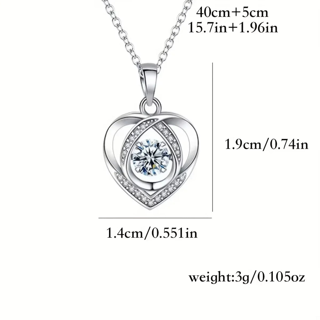 Silver Heart Shaped Necklace Bracelet Set for Women Girls Retro Korean Blue Crystal Jewelry Set Original Party Gift