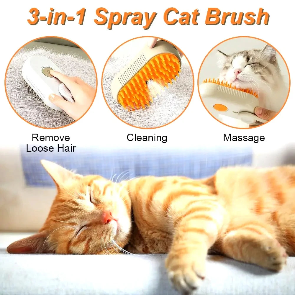 Cat Dog Pet Spray Massage Brush One Button Steam Spray Folding Rotatable Floating Hair Bath Hair Removal Brush Comb#pet cleaning tools