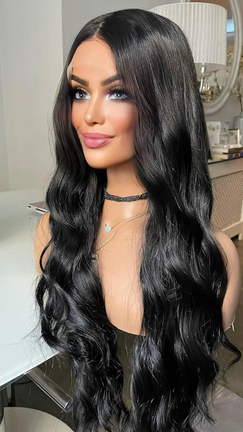 Fashion Big Wave Curly Wig 24 Inch, Heat Friendly Synthetic, Adjustable 21-23in Cap, Perfect for Outfit Matching